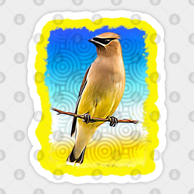 Colorful Cedar Waxwing Sticker by Ripples of Time